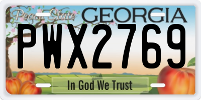 GA license plate PWX2769