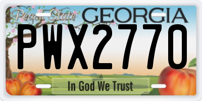 GA license plate PWX2770