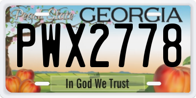 GA license plate PWX2778