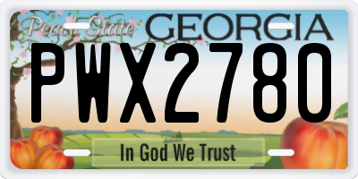 GA license plate PWX2780
