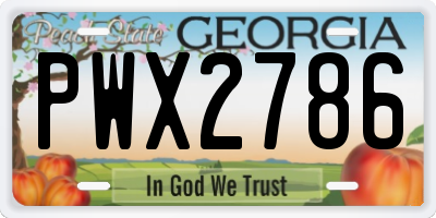 GA license plate PWX2786