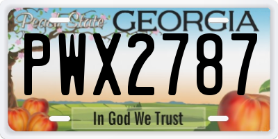 GA license plate PWX2787