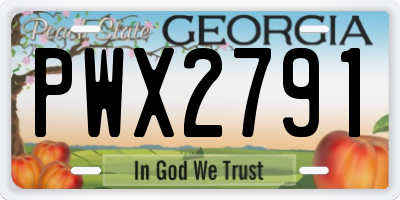 GA license plate PWX2791