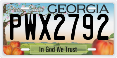 GA license plate PWX2792