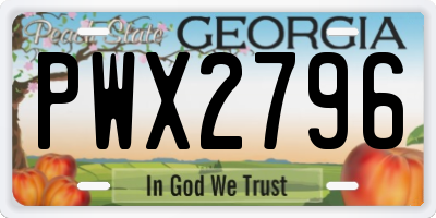 GA license plate PWX2796
