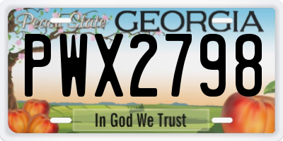 GA license plate PWX2798