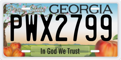GA license plate PWX2799