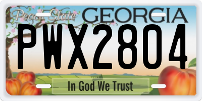 GA license plate PWX2804