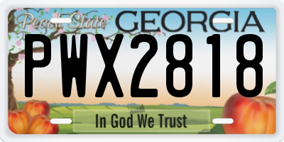 GA license plate PWX2818