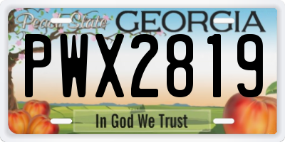 GA license plate PWX2819