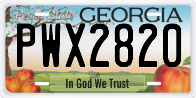 GA license plate PWX2820