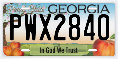 GA license plate PWX2840