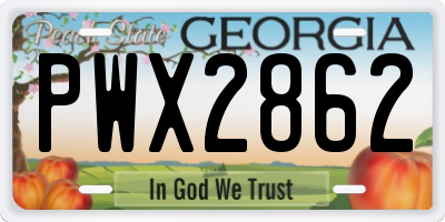 GA license plate PWX2862