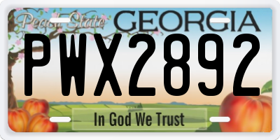 GA license plate PWX2892