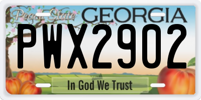 GA license plate PWX2902