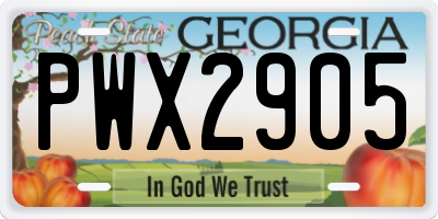 GA license plate PWX2905