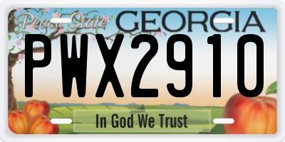 GA license plate PWX2910