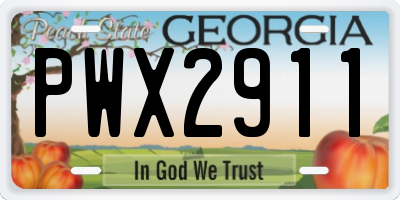 GA license plate PWX2911
