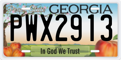GA license plate PWX2913