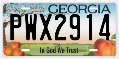 GA license plate PWX2914