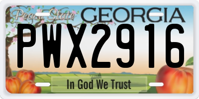 GA license plate PWX2916