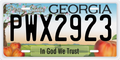 GA license plate PWX2923
