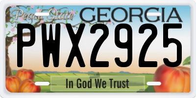 GA license plate PWX2925