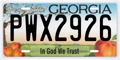 GA license plate PWX2926