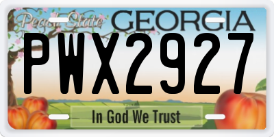 GA license plate PWX2927