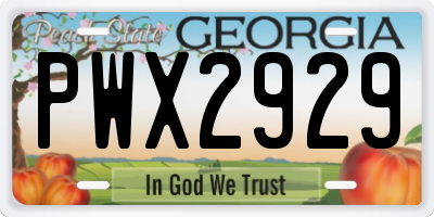 GA license plate PWX2929