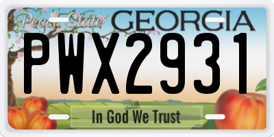 GA license plate PWX2931