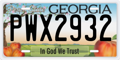 GA license plate PWX2932