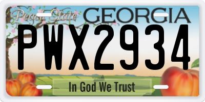 GA license plate PWX2934