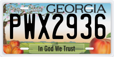 GA license plate PWX2936