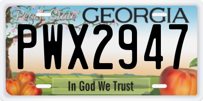 GA license plate PWX2947
