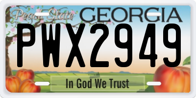 GA license plate PWX2949