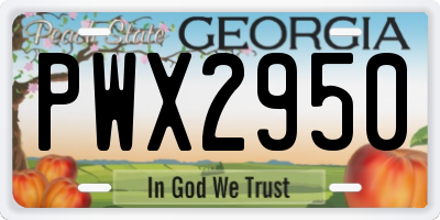 GA license plate PWX2950