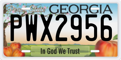 GA license plate PWX2956