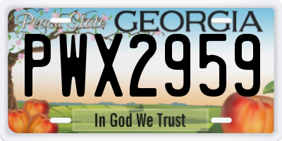 GA license plate PWX2959