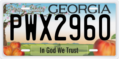 GA license plate PWX2960