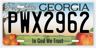 GA license plate PWX2962