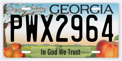 GA license plate PWX2964