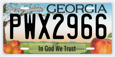 GA license plate PWX2966