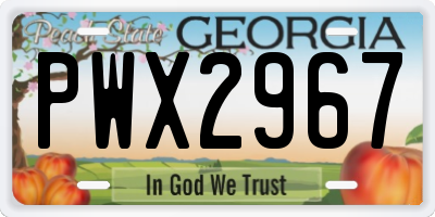 GA license plate PWX2967