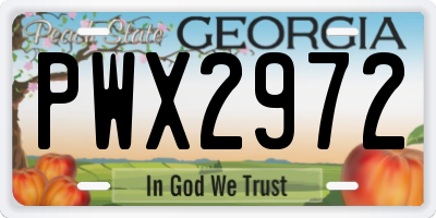 GA license plate PWX2972