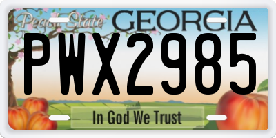 GA license plate PWX2985