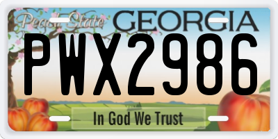 GA license plate PWX2986