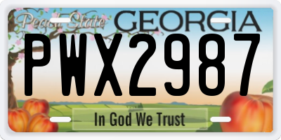 GA license plate PWX2987
