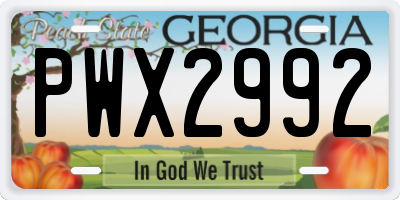 GA license plate PWX2992