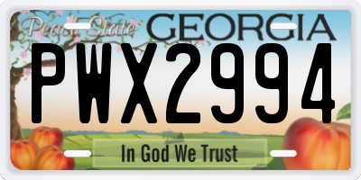 GA license plate PWX2994